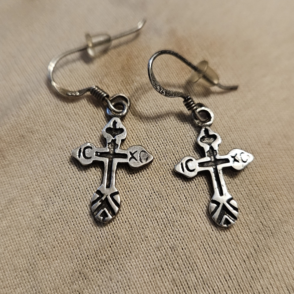 Handmade cross earrings 925 sterling silver